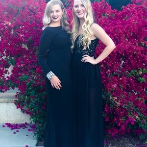 Formal floor length gown with high slit